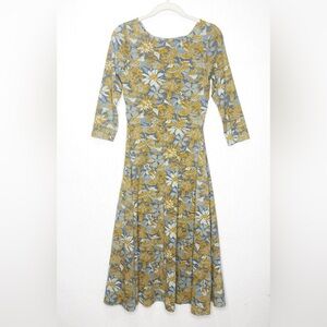 PACT Organic Cotton Floral Fit & Flare Midi Twist Open Back Dress Small